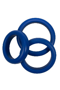 3 blauwe siliconen ringen