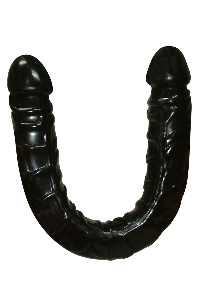 Zwarte dubbele dong 43 cm