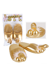Penis slippers goud