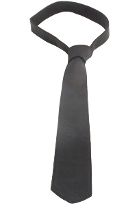 Mister B leren stropdas gestikt - zwart