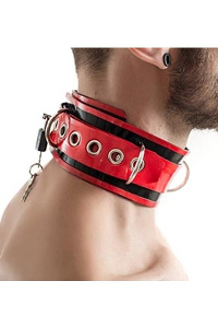 Mister B rubber halsband sluitbaar - zwart - rood
