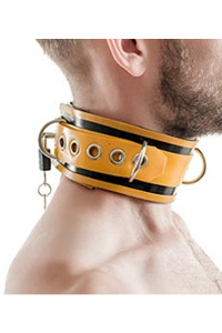 Mister B rubber halsband sluitbaar - zwart - geel