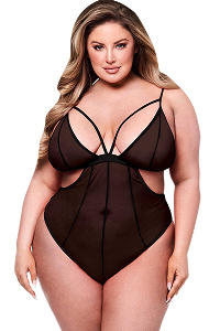 Baci - sexy crotchless mesh teddy black queen