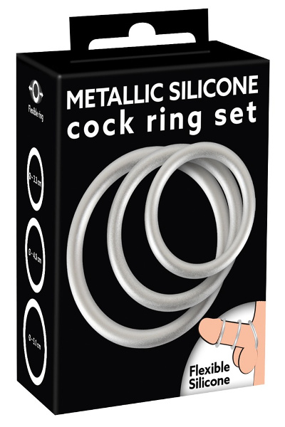 Metallic siliconen cockring set - afbeelding 2