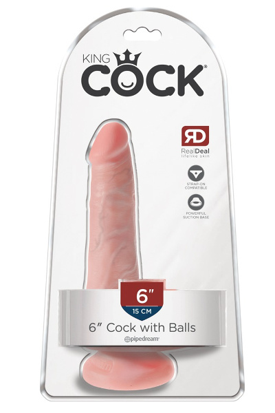 King cock 6 " dildo met ballen en zuignap - afbeelding 2