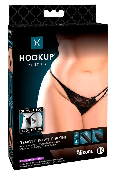 Remote bowtie bikini slip met buttplg en vibratie - xl-xxl - afbeelding 2