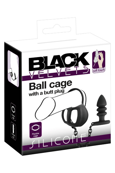 Black velvets Ballenkooi met buttplug - afbeelding 2