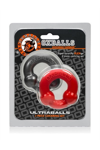 Oxballs ultraballs 2 pack cockring staal - rood - afbeelding 2