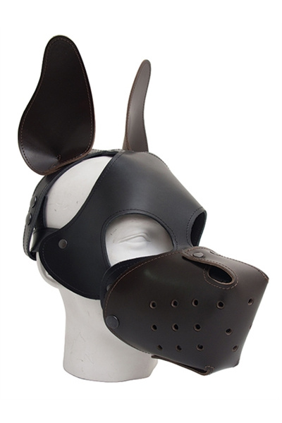 Mister b leren ruige hondenmasker - zwart bruin - afbeelding 2