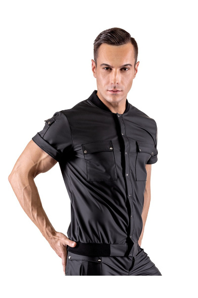 Casual overhemd met zakken - zwart - afbeelding 2