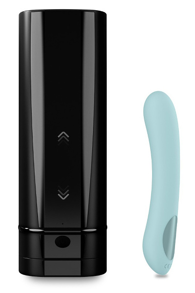 Onyx + pearl2 - masturbator + G-spot vibrator set voor koppels turquoise - afbeelding 2