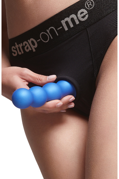 Strap-on-me - dildo plug balls metallic blue l - afbeelding 2